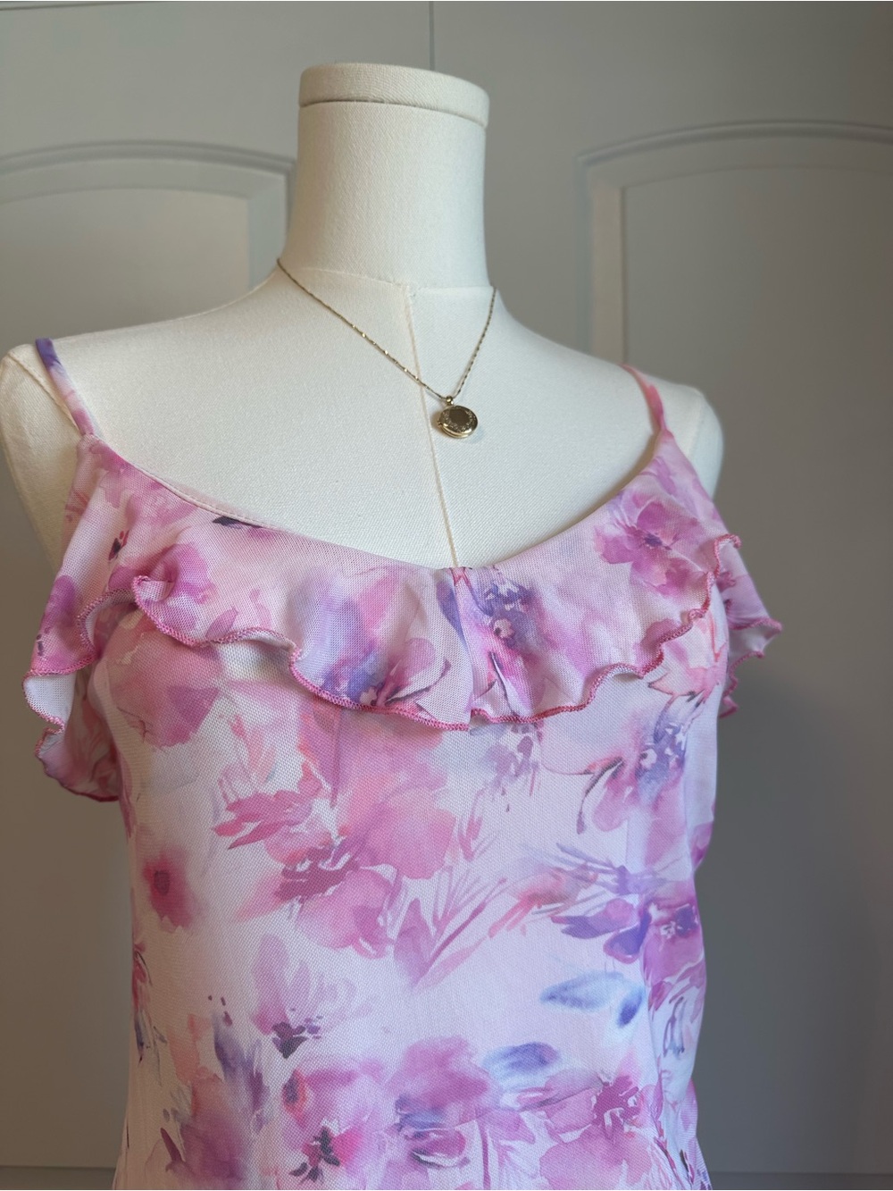 Pink & Purple Floral Ruffle Slip Dress - Picture 2 of 8